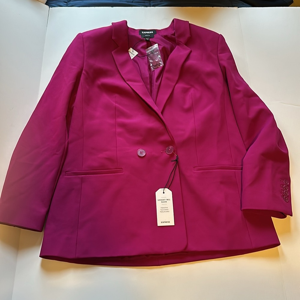 Express Purple Blazer Structured Professional Des… - image 8